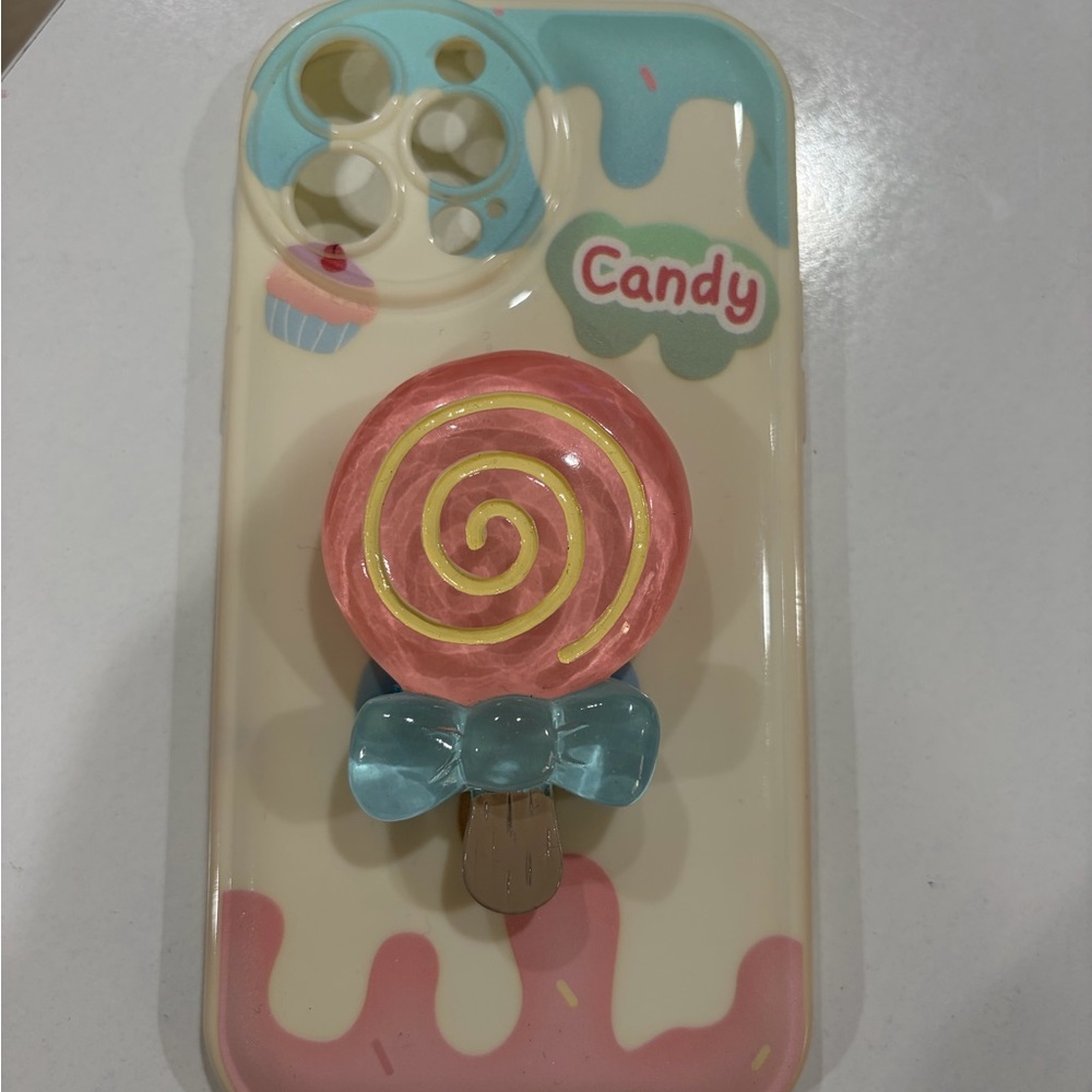 Candy Themed Phone Case with Lollipop Design